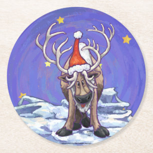Porta-copo De Papel Redondo Natal da rena