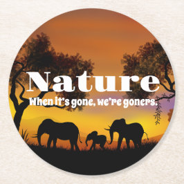 Porta-copo De Papel Redondo Natureza e elefantes preciosos