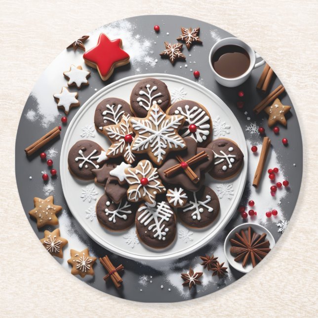 Porta-copo De Papel Redondo navidad 1 - 001 (Frente)