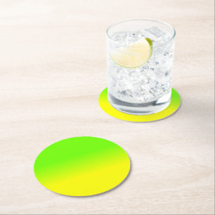 Porta-copo De Papel Redondo Neon Verde e Neon Amarelo Ombré Degradê de Cor