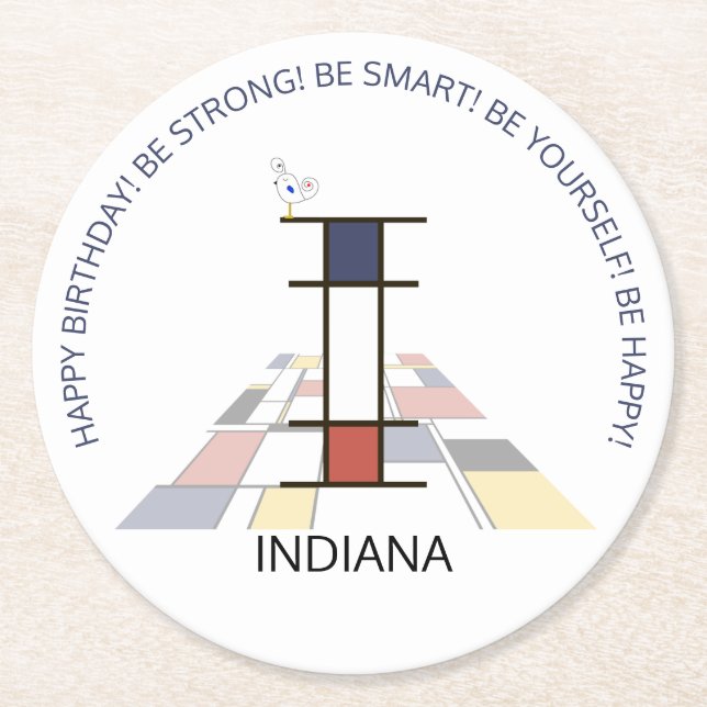 Porta-copo De Papel Redondo Neoplasticismo Art Monograma Legal. Letra I (Frente)