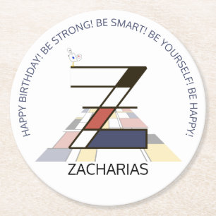 Porta-copo De Papel Redondo Neoplasticismo Arte Monograma Legal. Letra Z