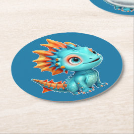 Porta-copo De Papel Redondo Niedlicher Alien-Drache, türkis -