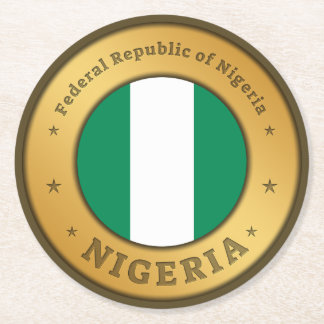 Porta-copo De Papel Redondo Nigeria Flag Badge