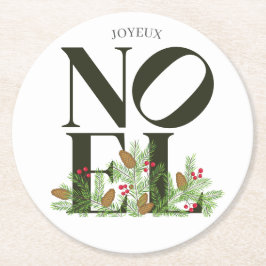 Porta-copo De Papel Redondo NOEL Pop - Letra Art Inscrita no Natal