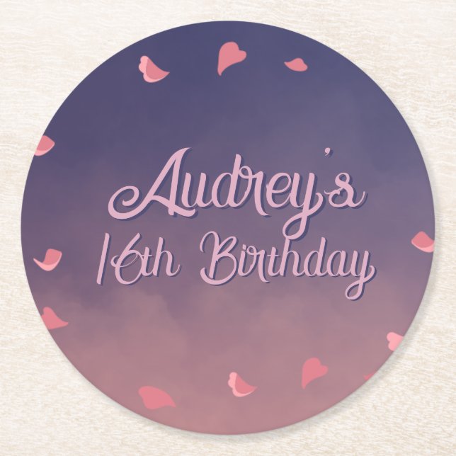 Porta-copo De Papel Redondo Noite em Paris Aniversário (Frente)