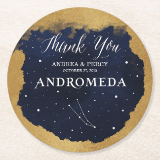 Porta-copo De Papel Redondo Noite Estelar Celestial Constelação Andrômeda