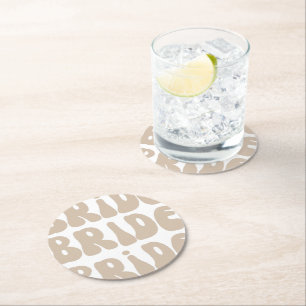 Porta-copo De Papel Redondo Noiva Retro Moderna Despedida de Solteira Vintage