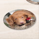 Porta-copo De Papel Redondo Noivado de Foto Personalizada de Cão Pet Wedding (Conjunto com seis)