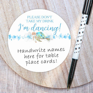 Porta-copo De Papel Redondo Nome de etiqueta de Cartão de Vazio de Tartaruga V