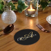 Nome do Script Elegante Dourado Preto do Monograma