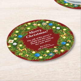 Porta-copo De Papel Redondo Nome Mensagem, Empresa Comercial Natal