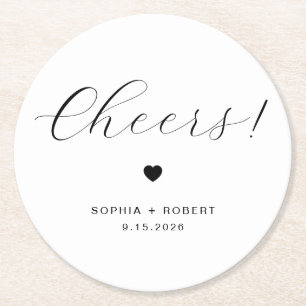 Porta-copo De Papel Redondo Nome personalizado Brindes de Casamento Minimalist