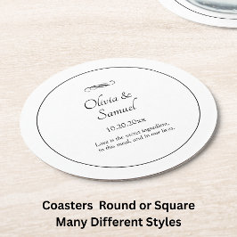 Porta-copo De Papel Redondo Nomes Data Mensagem Preto Branco Infinito Rolagem,