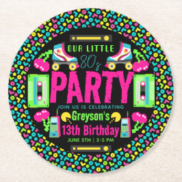 Porta-copo De Papel Redondo nossa pequena Festa de aniversário Retro Neon