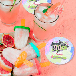 Porta-copo De Papel Redondo Nostalgic Back to the 90s Retro Festa de aniversár