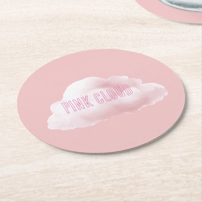 Porta-copo De Papel Redondo Nuvem Rosa (Angulado)
