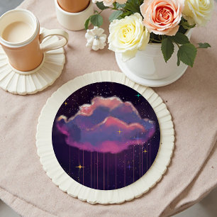 Porta-copo De Papel Redondo Nuvem Sonhadora Celestial