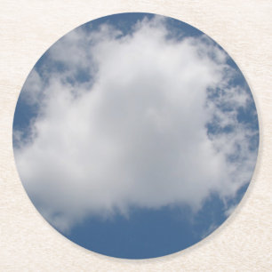 Porta-copo De Papel Redondo Nuvens Cumulus Puffy no Céu Azul