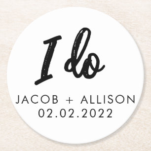 Porta-copo De Papel Redondo o amor é doce e elegante favorito para o casamento