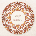 Porta-copo De Papel Redondo O casamento de Terracotta Mexicana Talavera favore<br><div class="desc">O casamento favorece portas copos personalizadas Talavera terracotta marrone marrone marrone marrone marrone elegante monogramas de papel personalizado,  portas copos de casamento impressas personalizadas,  sombras de talavera marrom decor personalizado mesa personalizado porta copos talavera provisões de festa de casamento</div>