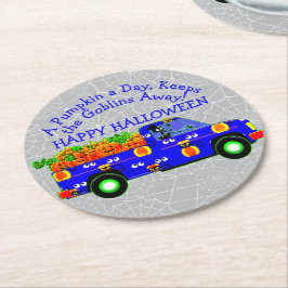 Porta-copo De Papel Redondo O Dia da Bomba do Caminhão das Halloween Mantém os