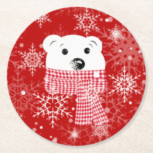 Porta-copo De Papel Redondo O focinho de um urso polar, Natal