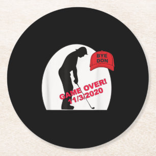 Porta-copo De Papel Redondo O Golf Game Está Sobre O Engraçado Anti-Trump