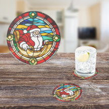 Olhar de Vitral Santa Está Chegando à Cidade 