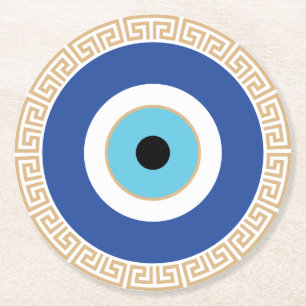 Porta-copo De Papel Redondo Olho De Mau Grego Na Chave Grega