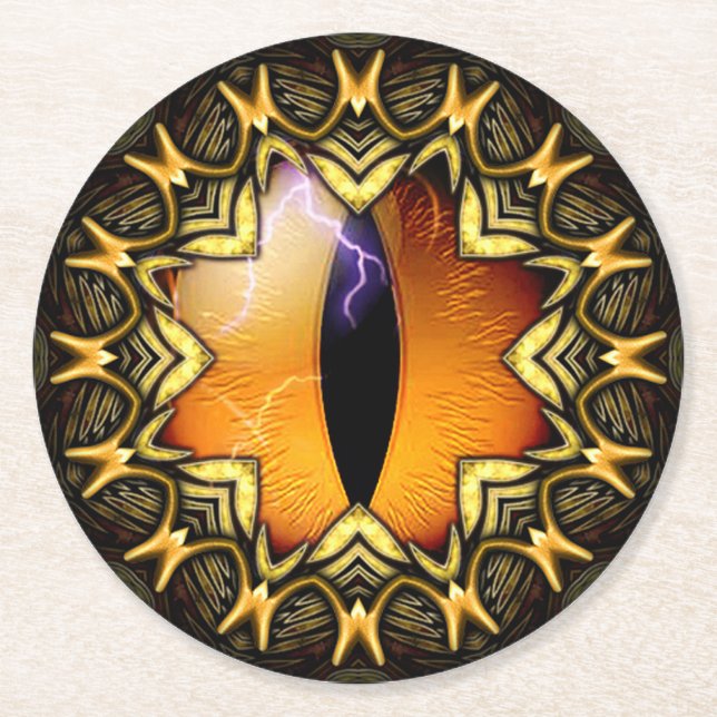 Porta-copo De Papel Redondo Olho do Dragão ouro (Frente)