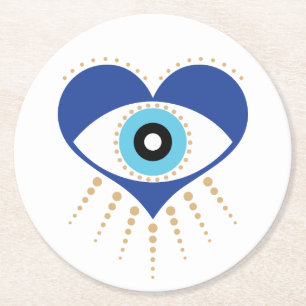 Porta-copo De Papel Redondo Olho Mau do Coração Grego