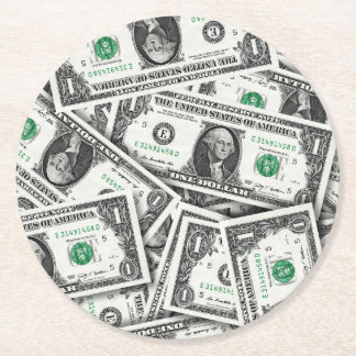 Porta-copo De Papel Redondo One Dollar Bill Pattern