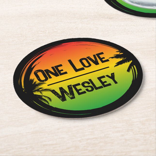 Porta-copo De Papel Redondo One Love Jamaican Rasta Tropical Palms (Angulado)