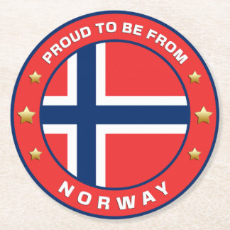 Porta-copo De Papel Redondo Orgulhoso por ser da Noruega