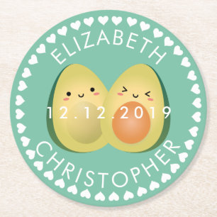 Porta-copo De Papel Redondo Os abacates bonitos do casal deixaram-nos festa de