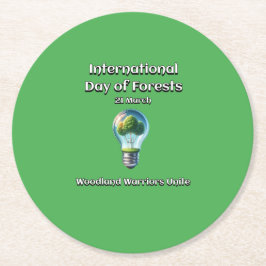 Porta-copo De Papel Redondo Os Guerreiros Da Madeira Se Unem. Dia das Floresta