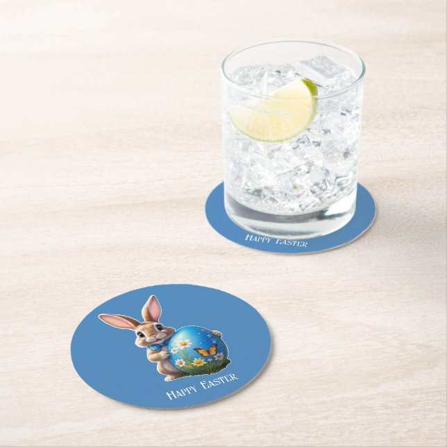 Porta-copo De Papel Redondo Osterhase blauer Schleife -  (Insitu)