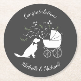 Porta-copo De Papel Redondo Ouro Retriever Cachorro Chá de fraldas Sexo Neutro