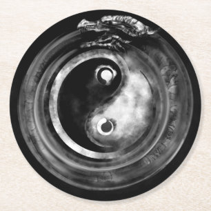 Porta-copo De Papel Redondo Ouroboros Yin - Yang