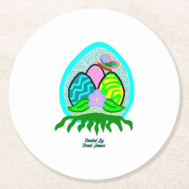 Porta-copo De Papel Redondo Ovos de Páscoa deliciosos, Porta copos redonda de 