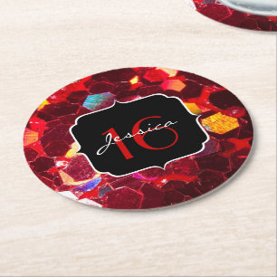 Porta-copo De Papel Redondo Padrão brilhante brilhante abstrato de mosaico ver