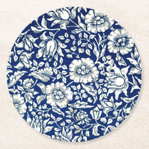 Porta-copo De Papel Redondo Padrão de colheita Mallow Azul