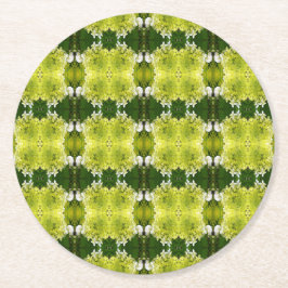 Porta-copo De Papel Redondo Padrão de Flores de Hortênsia Abstratas em Verde C