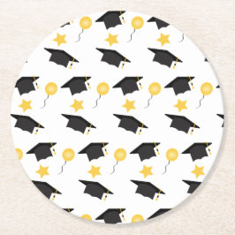 Porta-copo De Papel Redondo Padrão dos balões de chapéu amarelo preto