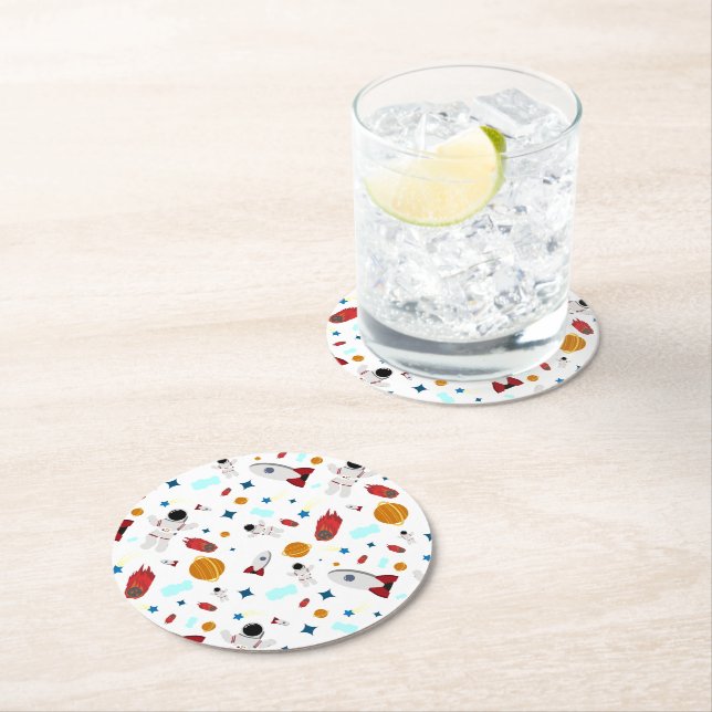 Porta-copo De Papel Redondo Padrão externo e astronauta do garoto (Insitu)