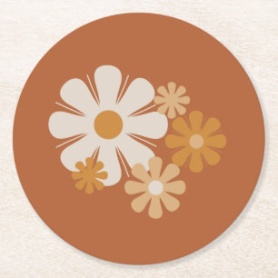 Porta-copo De Papel Redondo Padrão Floral Retrominimalista do locus do ventila
