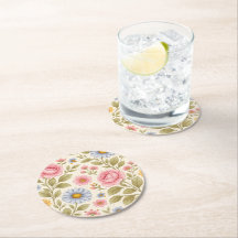 Padrão Floral Vintage com Rosas e Margaridas