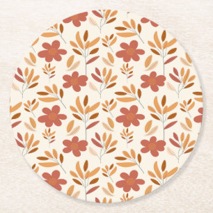 Porta-copo De Papel Redondo Padrão Invisível de outono Floral