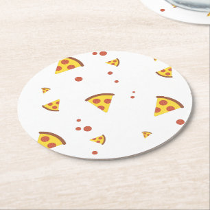Porta-copo De Papel Redondo Padrão Minimalista de Pizza de Pepperoni Retro Div